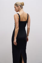 Square Neck Corset Maxi Dress - Black