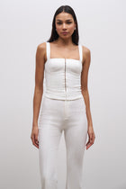 Square Neck Hook & Eye Corset - Ivory