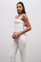 Square Neck Hook & Eye Corset - Ivory