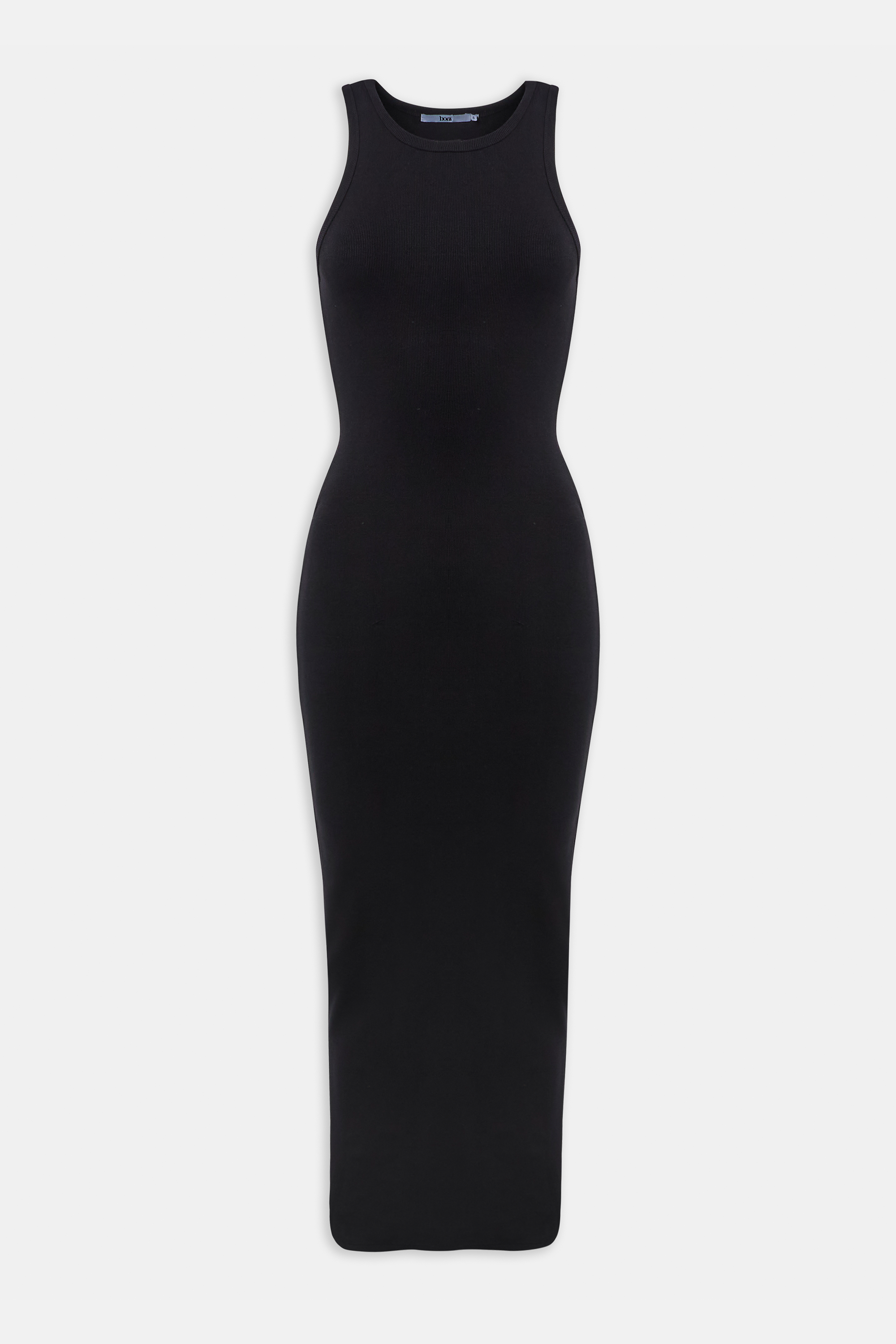 Heavy Ribbed Racer Maxi Dress - Black