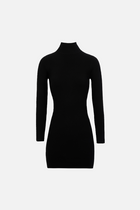 Fine Knit Mini Dress - Black