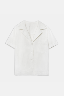 Linen Short Sleeve Bowling Shirt - White