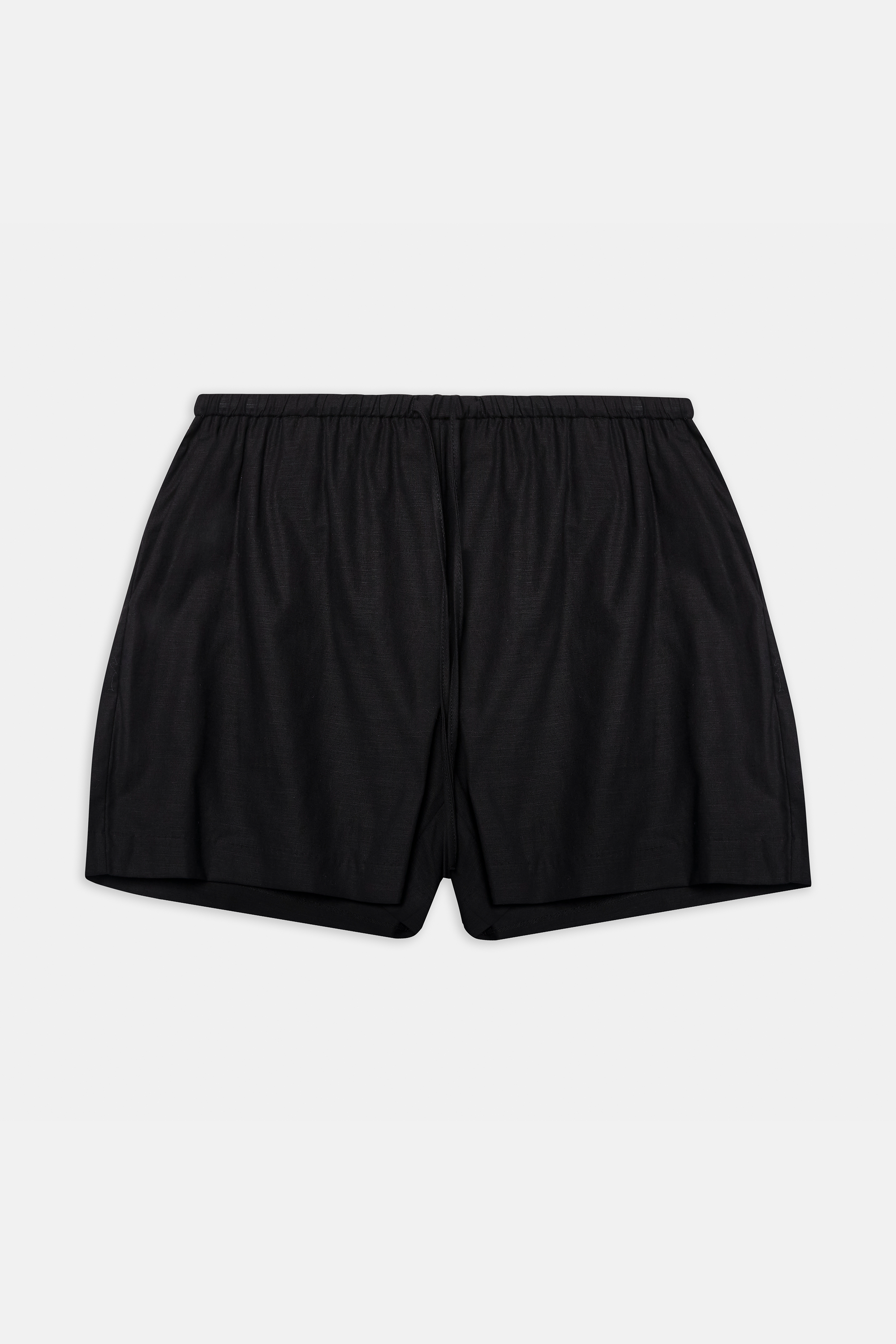 Linen Drawstring Shorts - Black