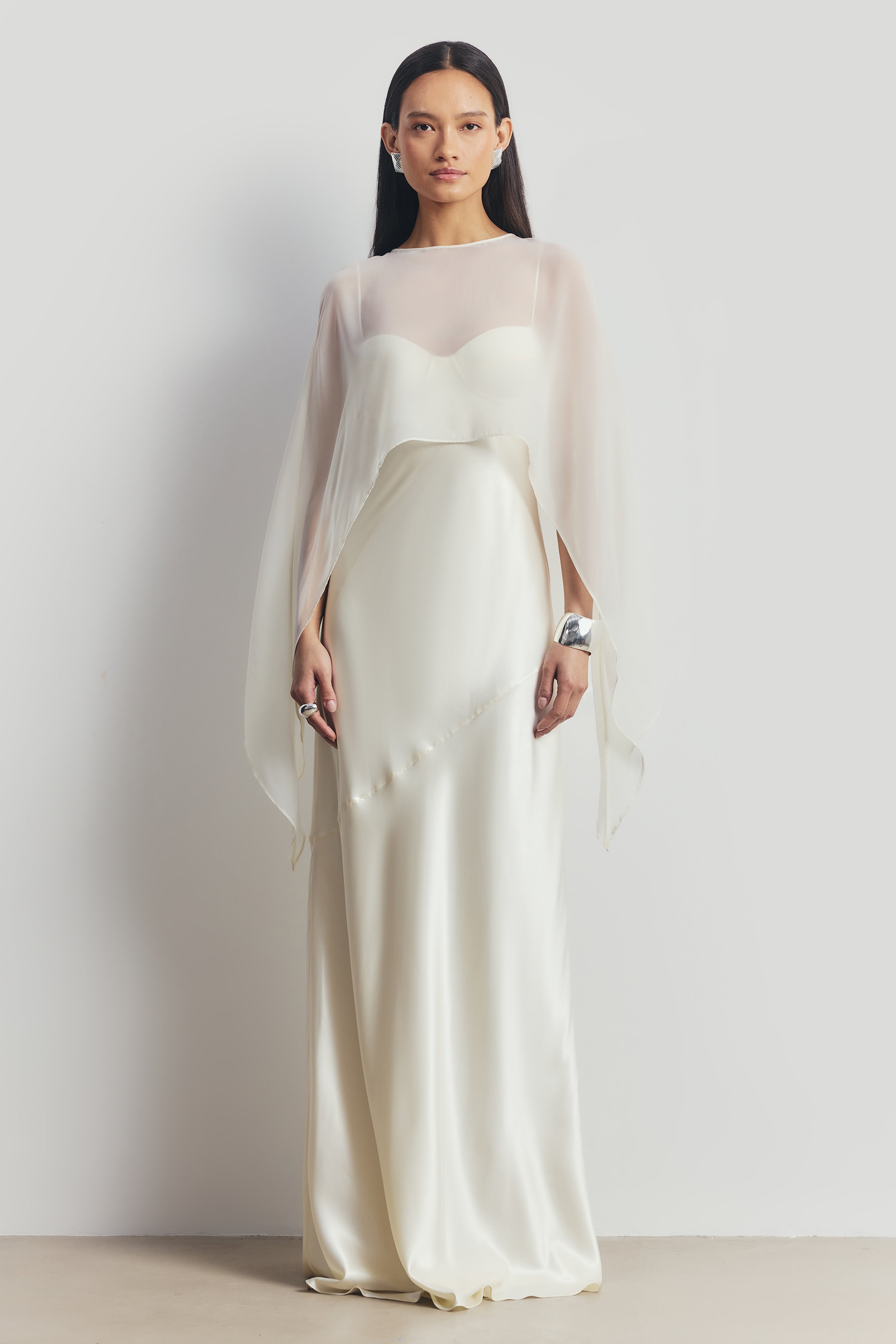 Satin Cup Detail Slip Dress - Cream