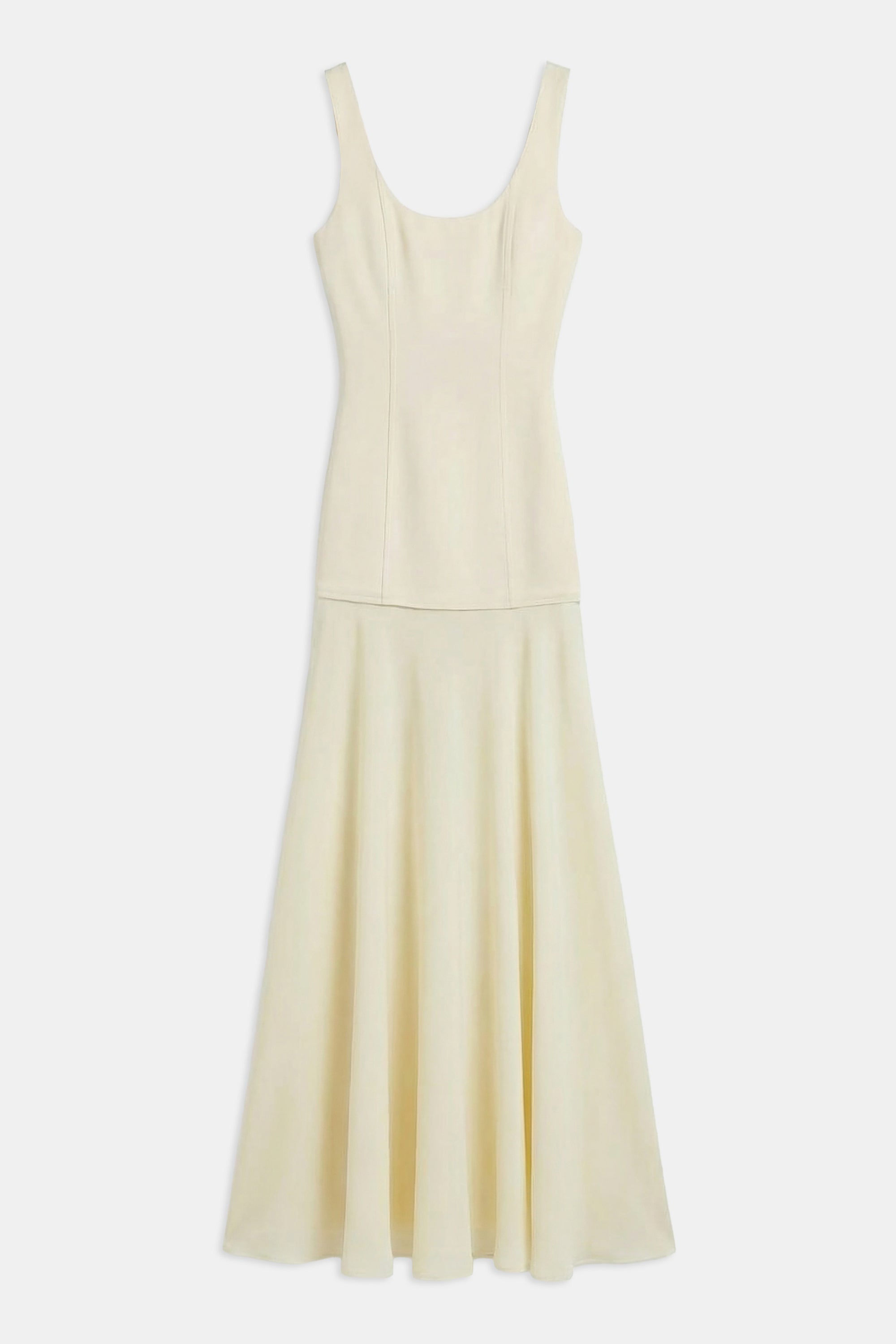 Satin Corset Gown with Chiffon Skirt - Buttermilk