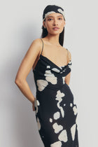 Chiffon Cowl Camisole Maxi Dress - Abstract Pebble
