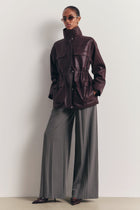 Box Pleat Tailored Wide Leg Trousers - Slate