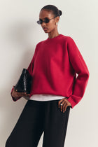 Relaxed Dropped Shoulder Crew Neck Jumper - Scarlet