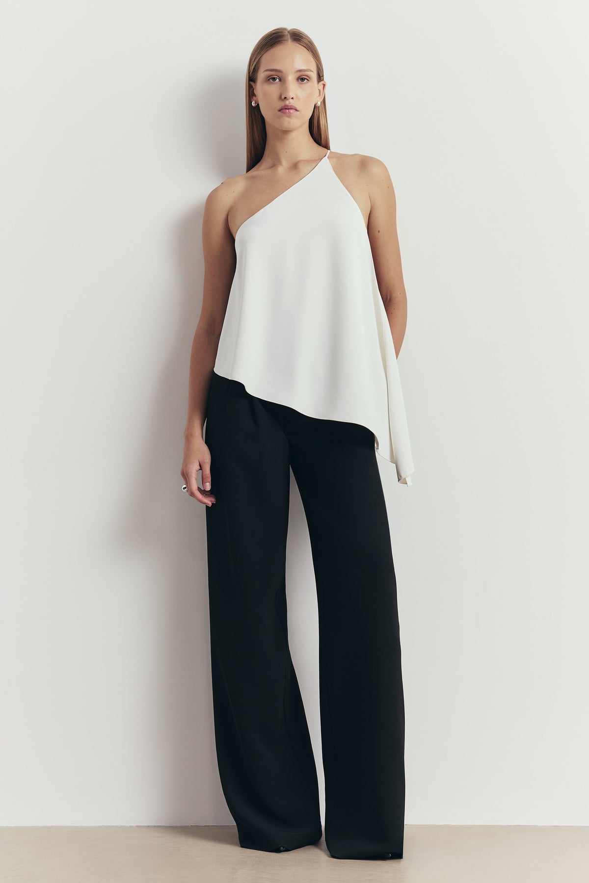 Flowing Asymmetric Open Back Top - Ivory