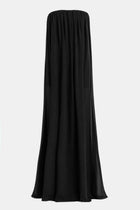 Strapless Chiffon Layered Corset Maxi Dress - Black