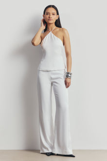 Tailored Satin Halterneck Top - White