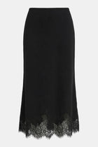 Lace Hem Column Maxi Skirt - Black