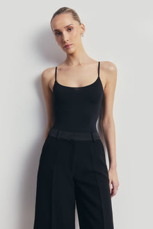 Semi Sheer Camisole Bodysuit - Black