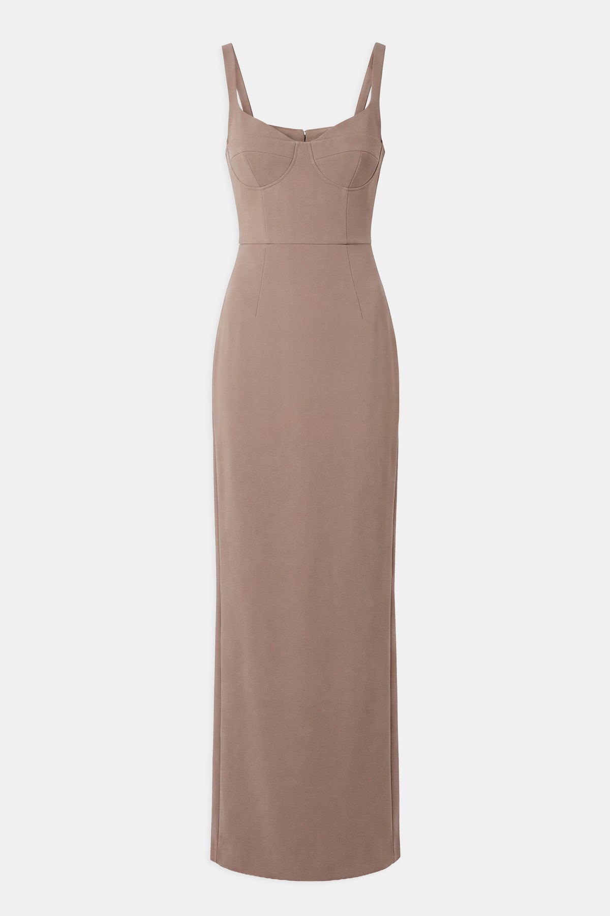Tailored Bust Cup Column Maxi Dress - Taupe