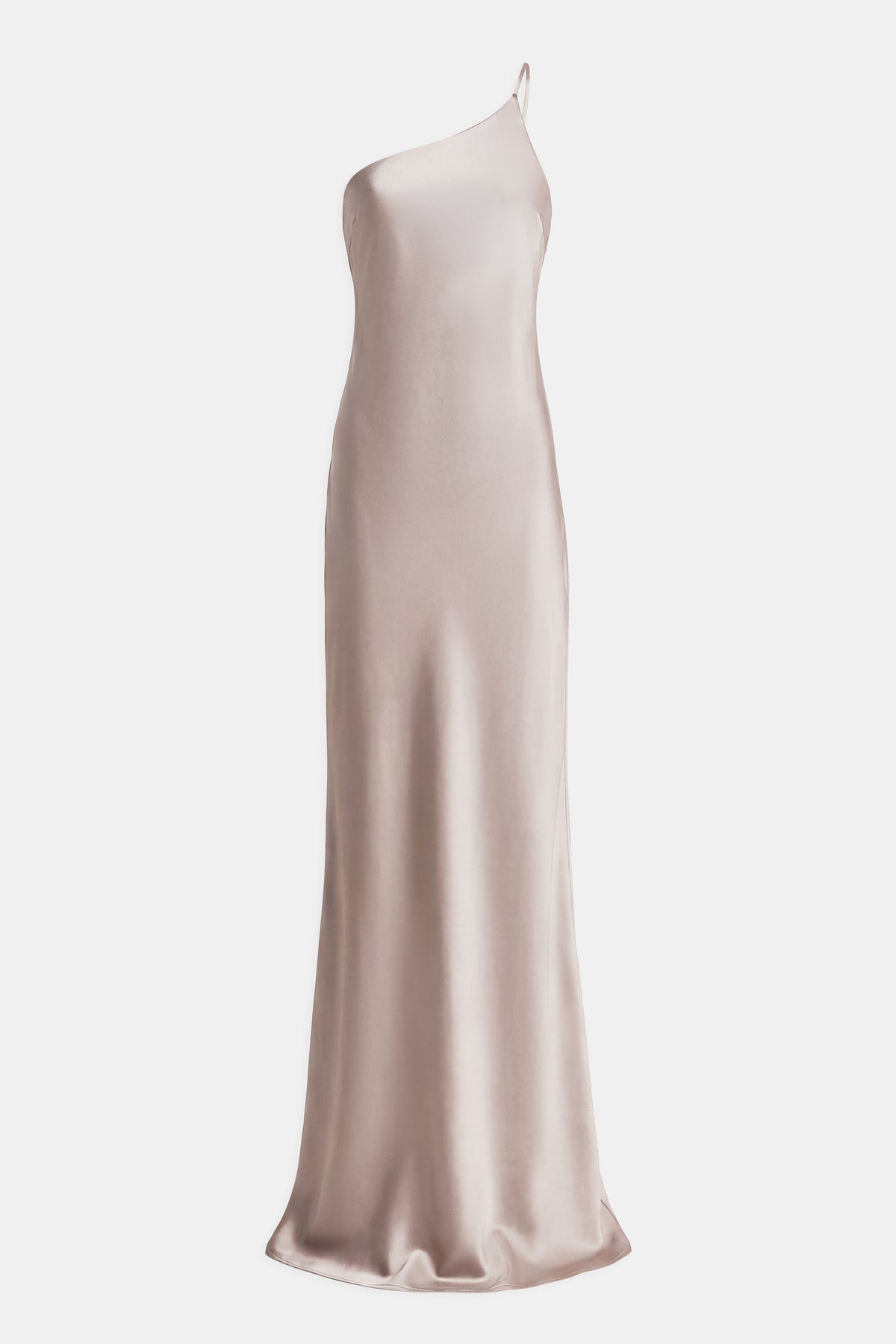 Satin Slip One Shoulder Maxi Dress - Stone