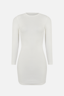 Heavy Ribbed Longsleeve Mini Dress - Ivory