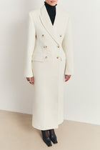 Structured Double Breasted Hourglass Coat - Cream