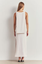 Clean Cut Column Maxi Skirt with Slit - White