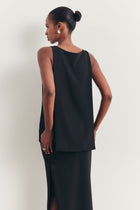 Clean Cut Backless Boat Neck Top - Black