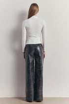 Longsleeve V Neck Tie Waist Top - White