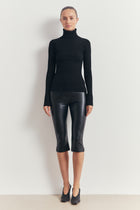 Ribbed Knit Turtleneck Jumper - Black