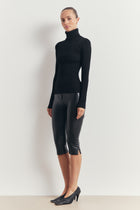 Ribbed Knit Turtleneck Jumper - Black