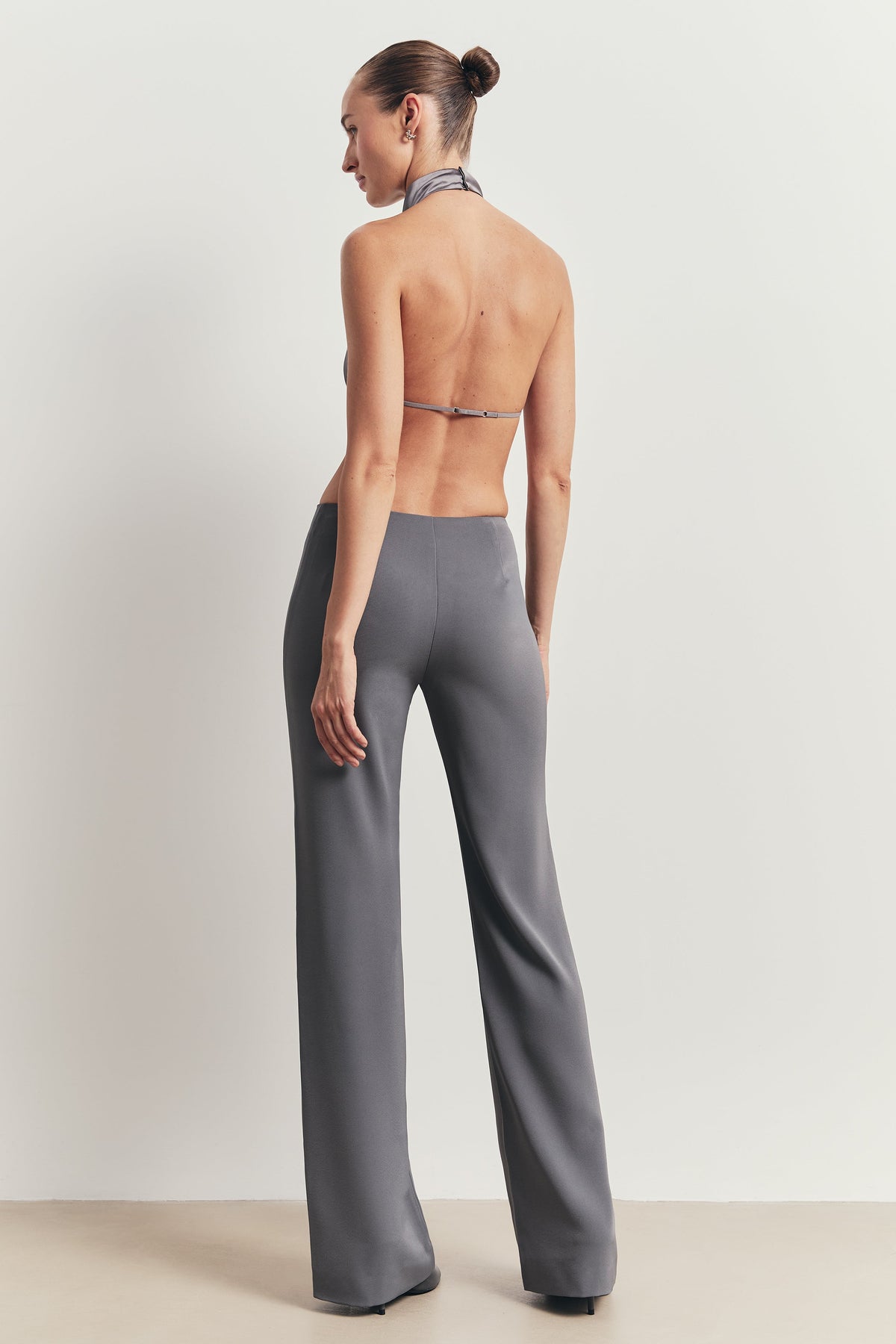 Backless Knot Detail Top with Fringing - Slate