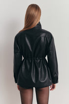Leather Cargo Utility Jacket - Black