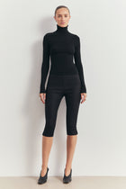 High Neck Longsleeve Top - Black