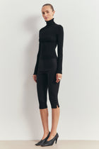 High Neck Longsleeve Top - Black
