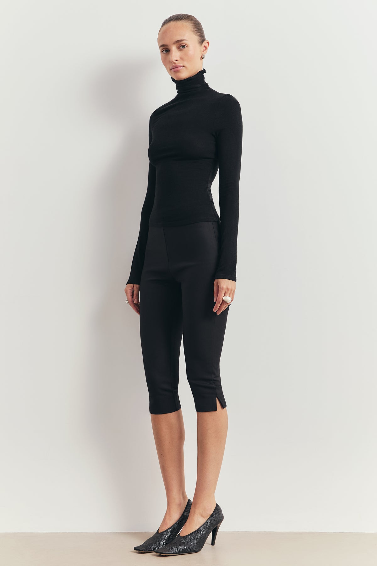 High Neck Longsleeve Top - Black