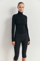 High Neck Longsleeve Top - Black