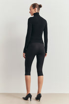High Neck Longsleeve Top - Black