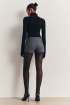Wool Blend Tailored Mini Shorts - Slate