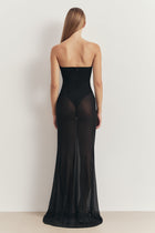 Sheer Strapless Mesh Gown - Black