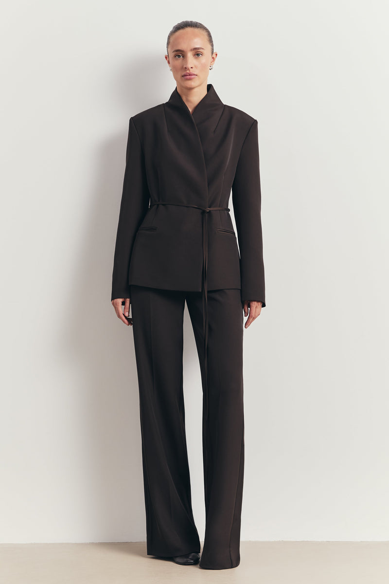 Tailored Cocoon Blazer with Belt - Java