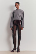Croc Embossed Leather Tailored Micro Shorts - Oxblood