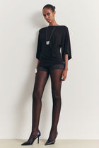 Gathered Knot Detail T-Shirt - Black