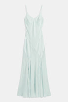 Plunging Satin Handkerchief Hem Gown - Mint