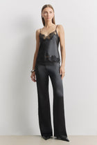 Satin Lace Detail Camisole - Black