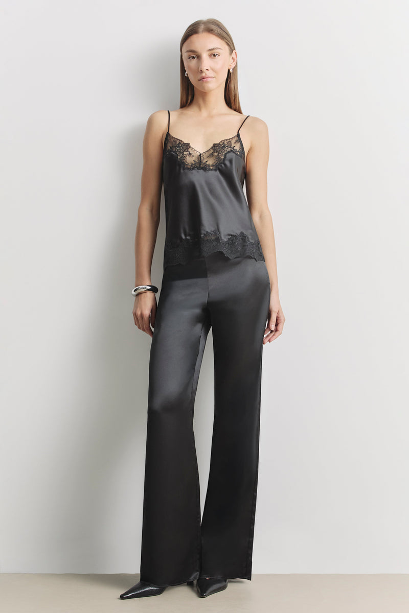Formal Satin Straight Leg Trousers - Black