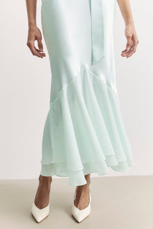 Satin Panel Scarf Detail Midi Dress - Mint