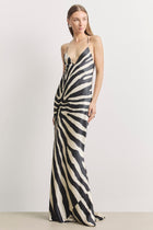 Satin Slinky Cowl Back Gown - Abstract Zebra