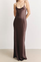 Satin Scoop Neck Camisole Maxi Dress - Carob