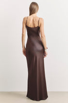 Satin Scoop Neck Camisole Maxi Dress - Carob