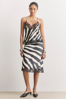 Satin Lace Detail Camisole - Abstract Zebra