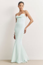 Ruched Chiffon Maxi Dress - Mint