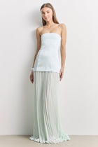 Satin Structured Bodice Gown - Mint