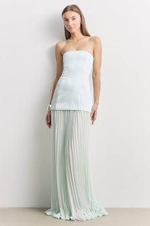 Satin Structured Bodice Gown - Mint