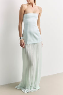 Satin Structured Bodice Gown - Mint